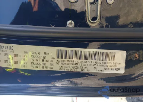 2019 Jeep Cherokee Latitude Fwd z USA, uszkodzony, nr VIN 1C4PJLCX6KD380768